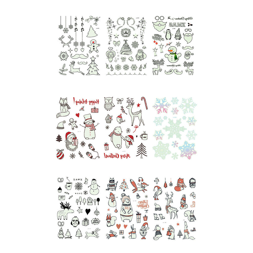 lot Luminous Body Art Stickers Fluorescent Christmas Santa Letters Decals 01
