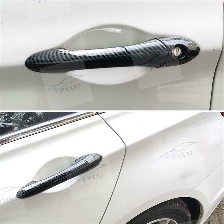 For 11-14 Hyundai Sonata Glossy Black Carbon Fiber Look Door Handle Covers Trims