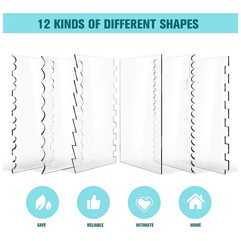 6 Pieces Acrylic Cake Scraper Decorating Contour Comb Cake Edge Smoother TooO5J2