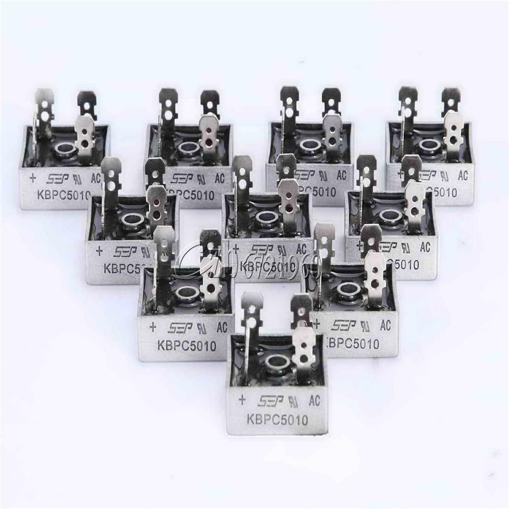 2Pcs 50A 1000V Metal Case Single Phases Diode Bridge Rectifier KBPC5010 CZB