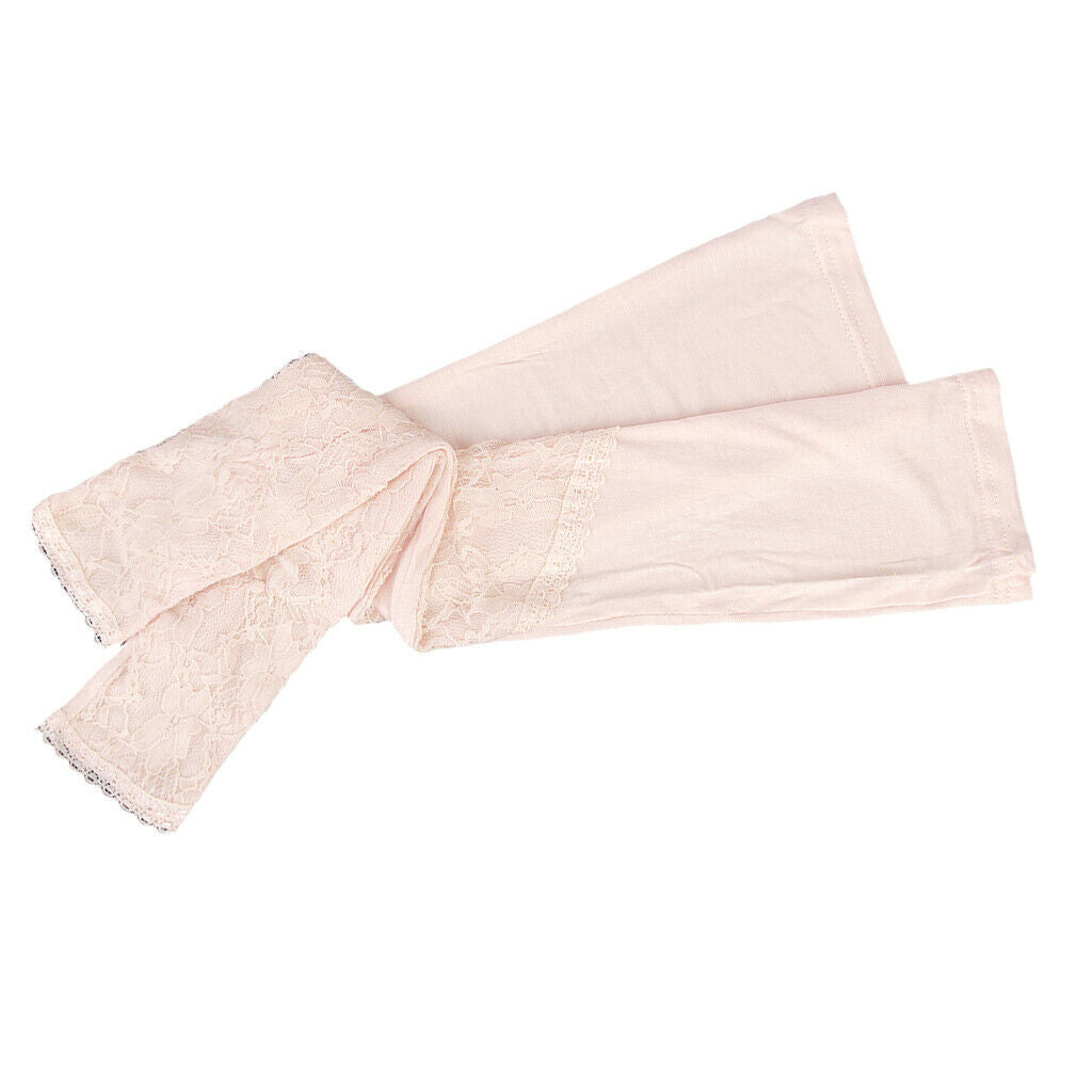 Nude Long lace UV Protection Sun Bridal Golf Driving Gloves Arm Sleeves