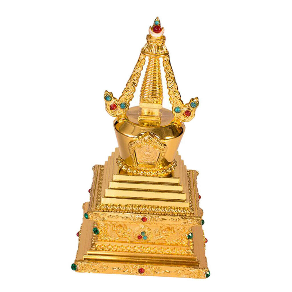 Tibet Buddhism Brass Tathagata Buddha Stupa Tower Statue Tantric Decor