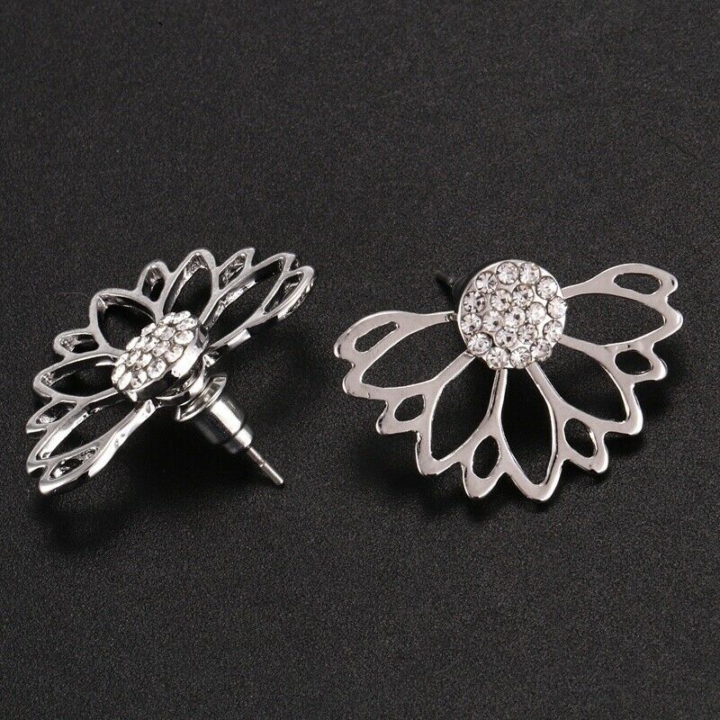 3 Pairs Lotus Flower Ears Jackets For Women Girls Simple Chic Ear Stud Ears L1M4