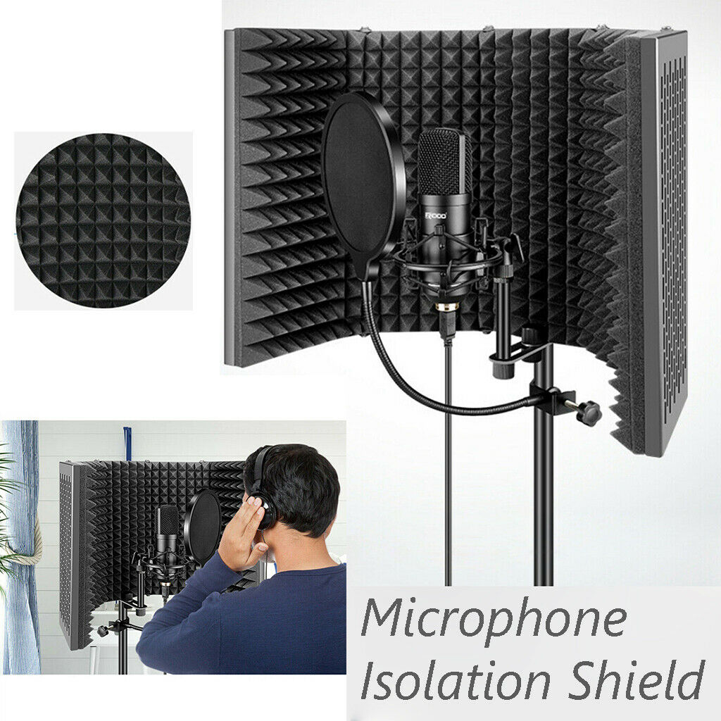 Folding Microphone Isolation Shield Booth Mic Sound Absorb Foam for Filter Vocal