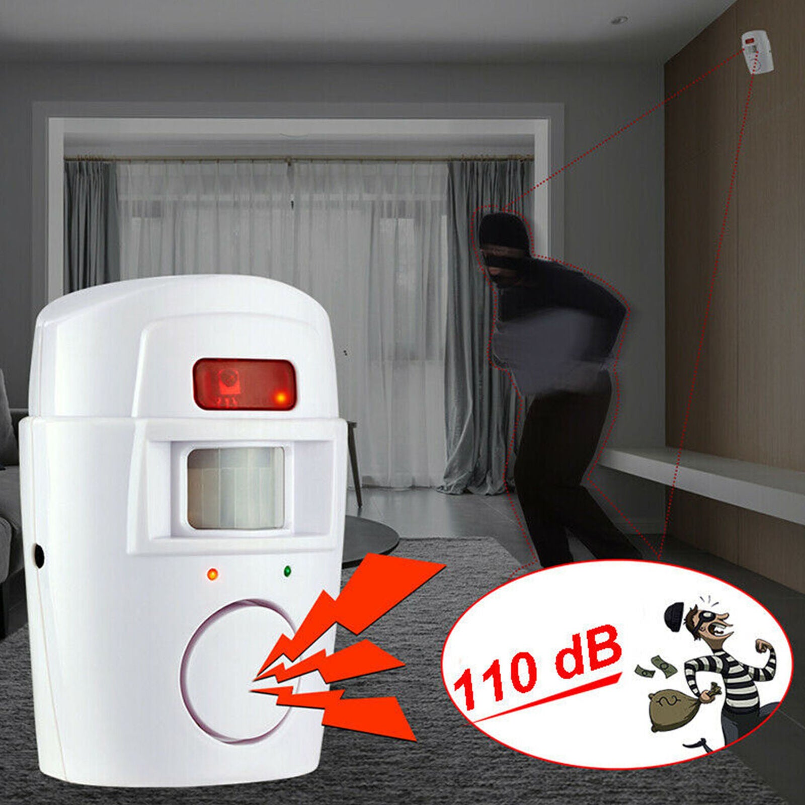 Home Security PIR MP Alert Infrared Sensor Anti-theft Motion Detector Alarm