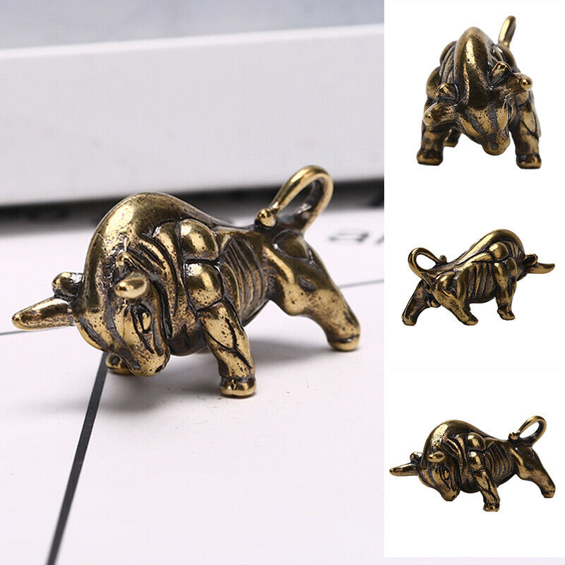 Solid Brass Bull Keychain Pendant Zipper Head Accessories Tools Outdoor Key RiDD