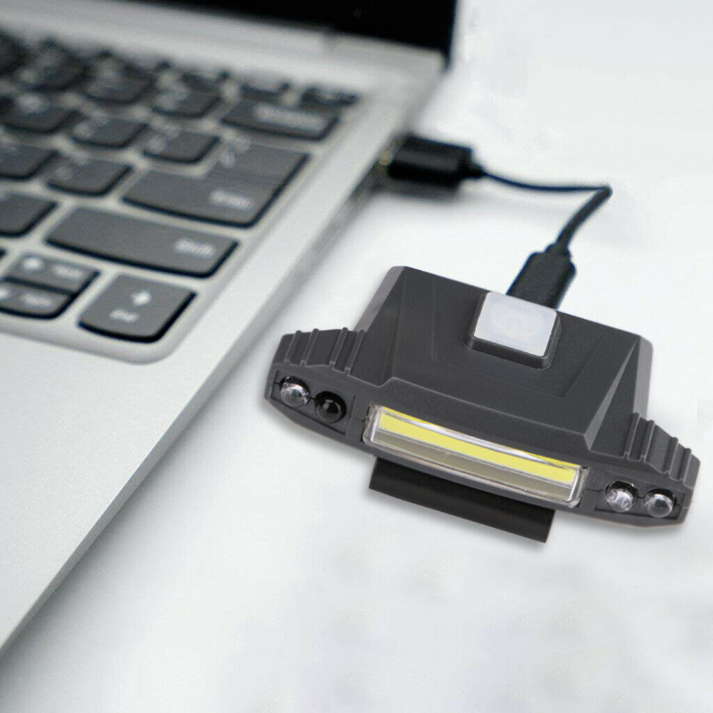 ABS COB Head Lamps Adults Outdoor Hat Clip Light 4 Modes Flashlight Sensor