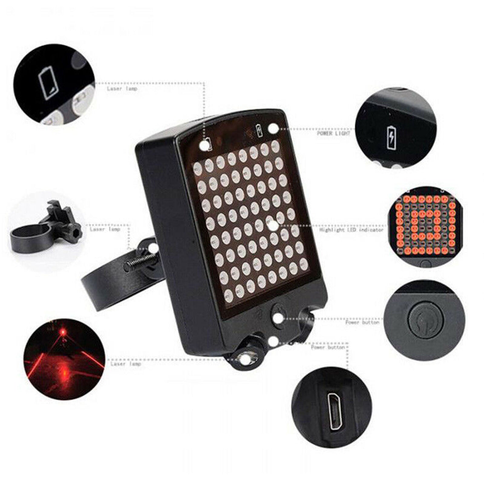 USB Rechargeable LED Tail Light Turn Signal Rear Brake Lamp bike Bicycle Light