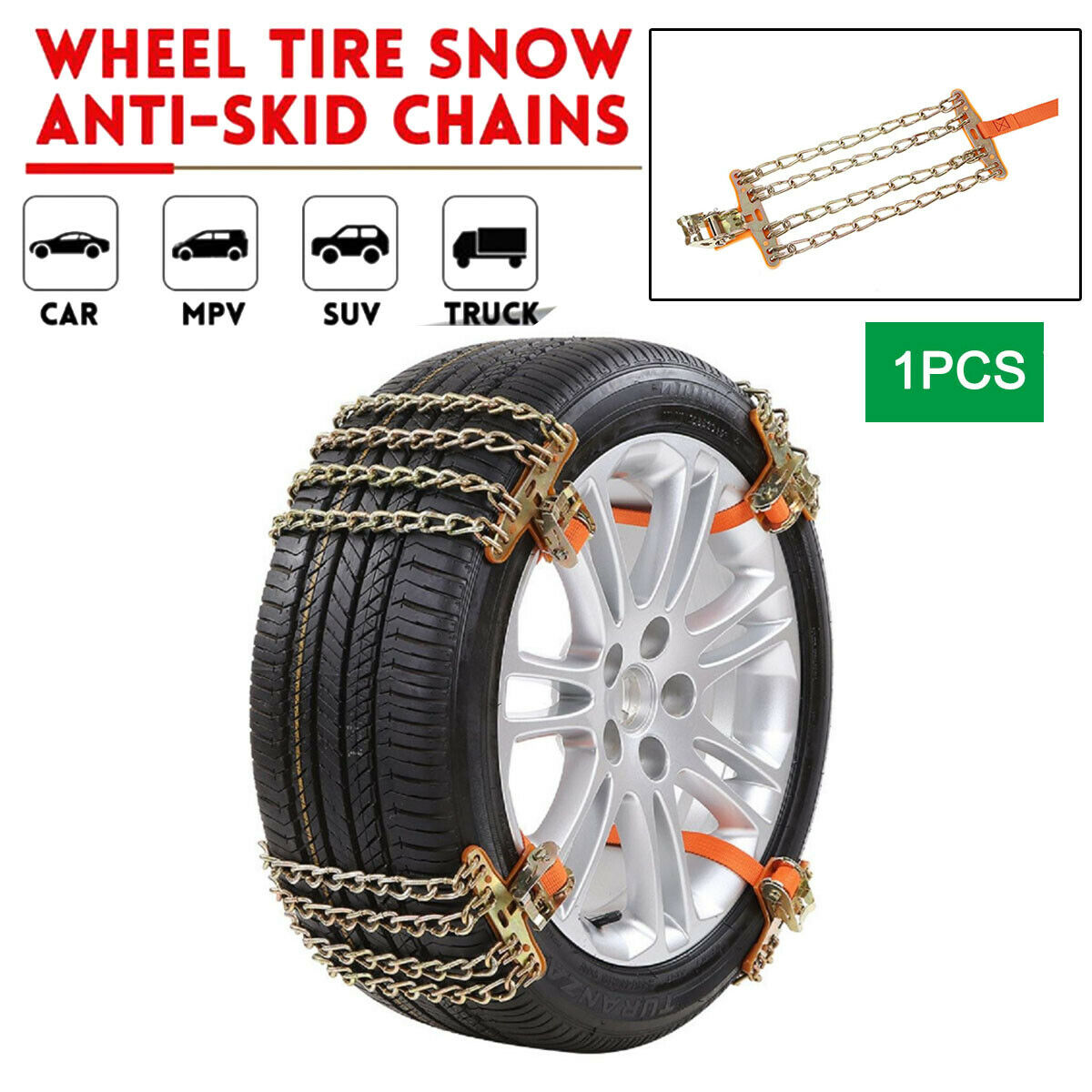 1PCS Snow Chains Car Anti Slip Tire Chains  Belt For Ice Snow Mud Road Unviersal
