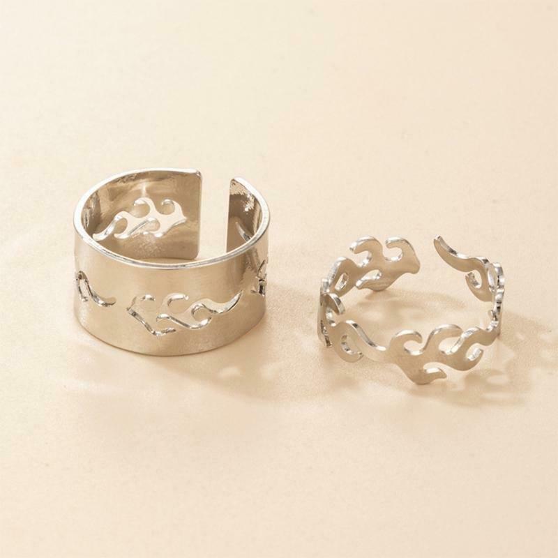 2 Pcs/Lot Women Men Lover Couple Rings Set Friendship Engagement Open Rings
