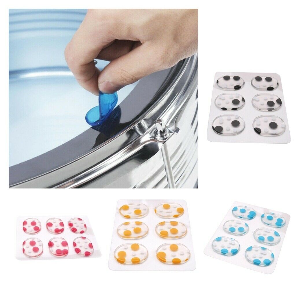 6Pcs Drum Dampening Control Gel Pads Drum Dampener Tone Control Yellow