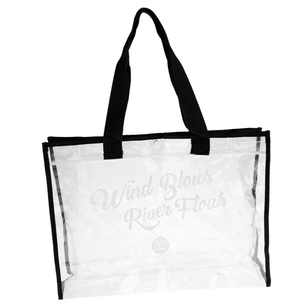 Waterproof Clear Hand Tote Bag for Outdoor Camping Swimming Beach Black