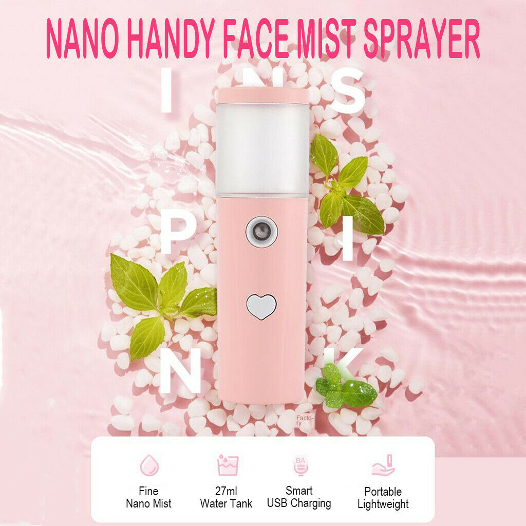 2x Mini Facial Mist Sprayer 30ml Handy Hydrating Refreshing USB Rechargeable