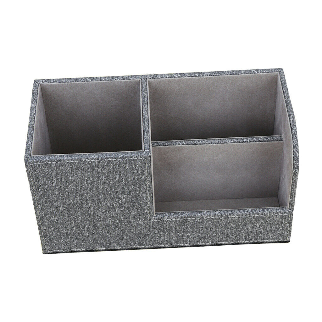 Leather Pen Holder Pen Container Tabletop Storage Box Gray