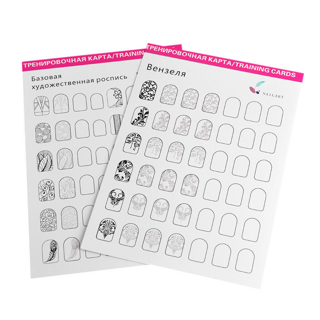 12 Pieces Lines Drawing Nail Art Practice Learning Template Painting Book .