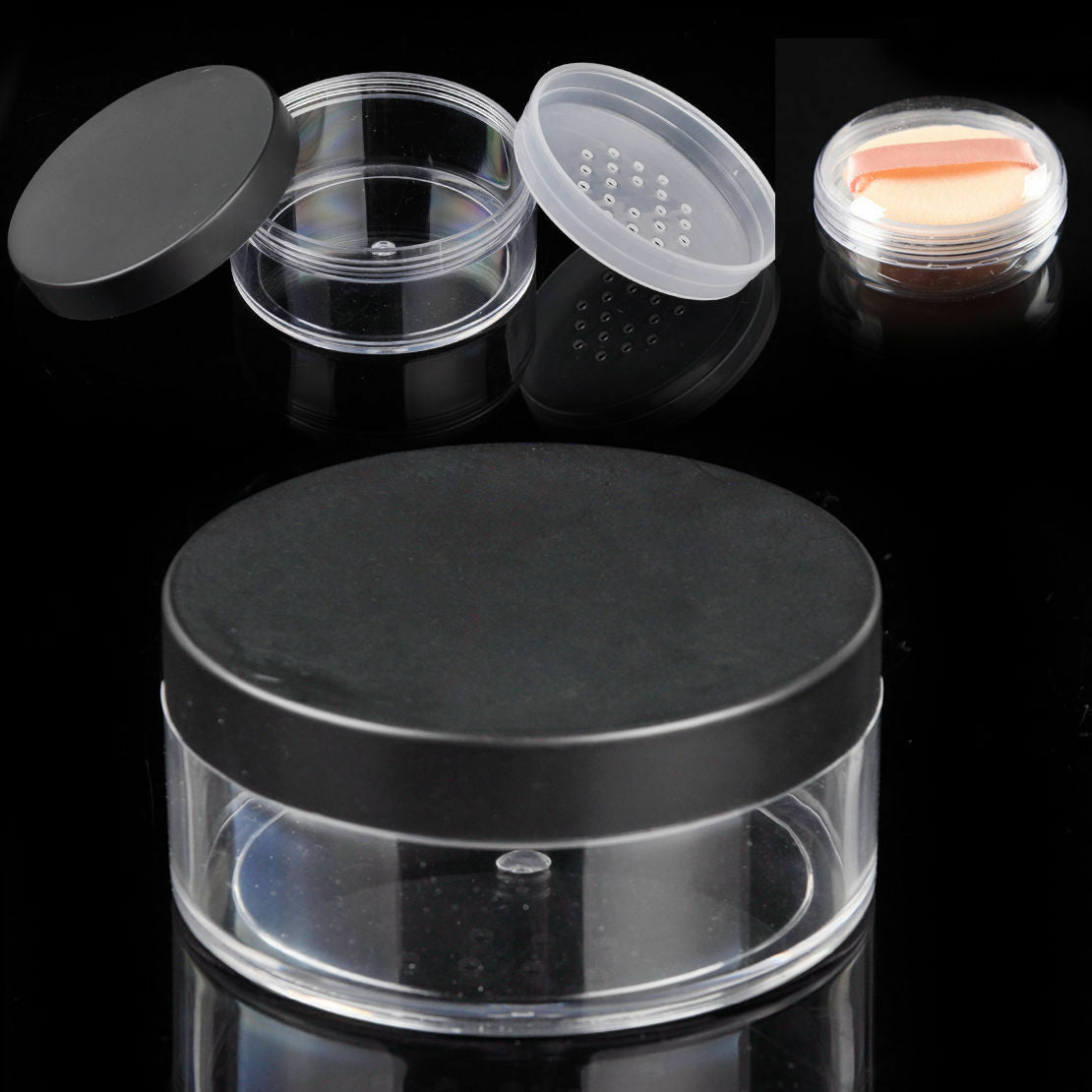 50g Powder Jar Box Case Empty Cosmetic Container Sponge Puff for Makeup Travel