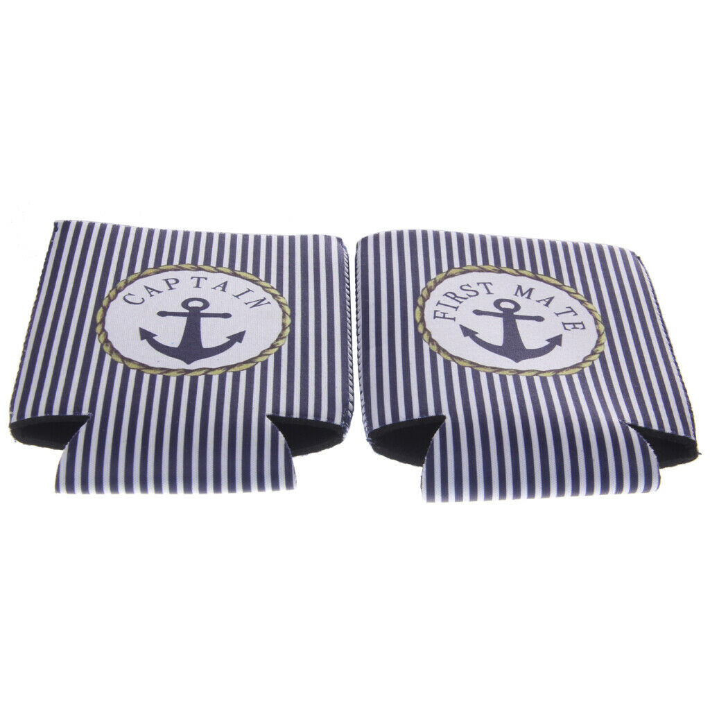 1 Pair Sailing Travel CAPTAIN And FIRST MATE Can Cooler Stubby Holder