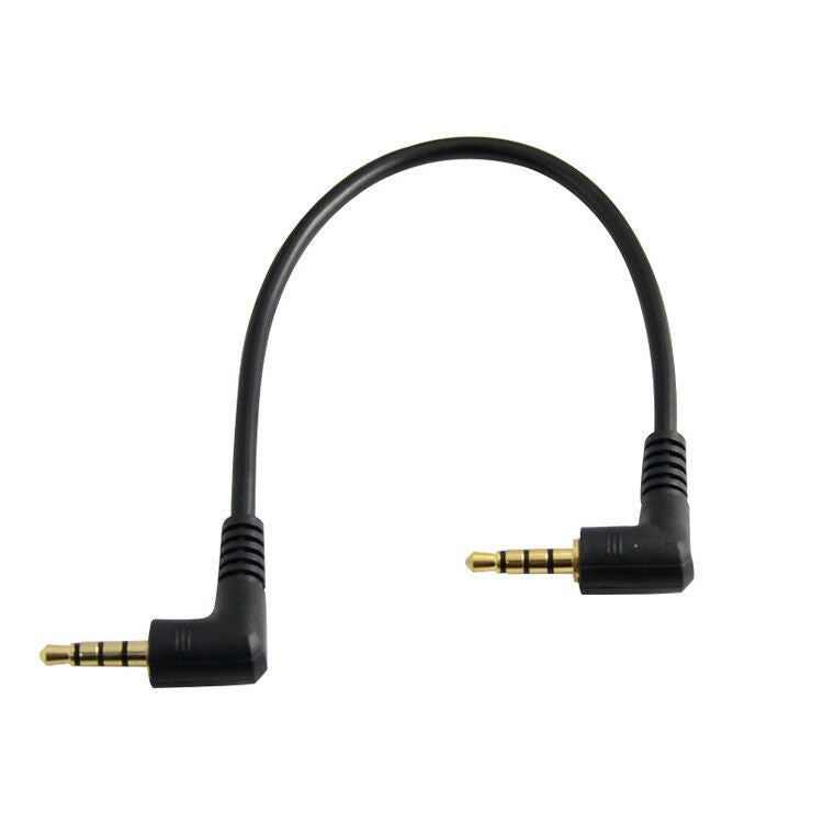20cm 4pole 3.5mm Double Right Angle Male Jack Aux Stereo Audio Male Plug Cable