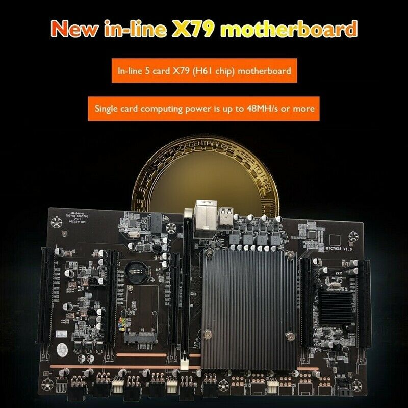 X79 H61 BTC Mining Motherboard LGA 2011 DDR3 Supports 32G 60mm Pitch Support RY6