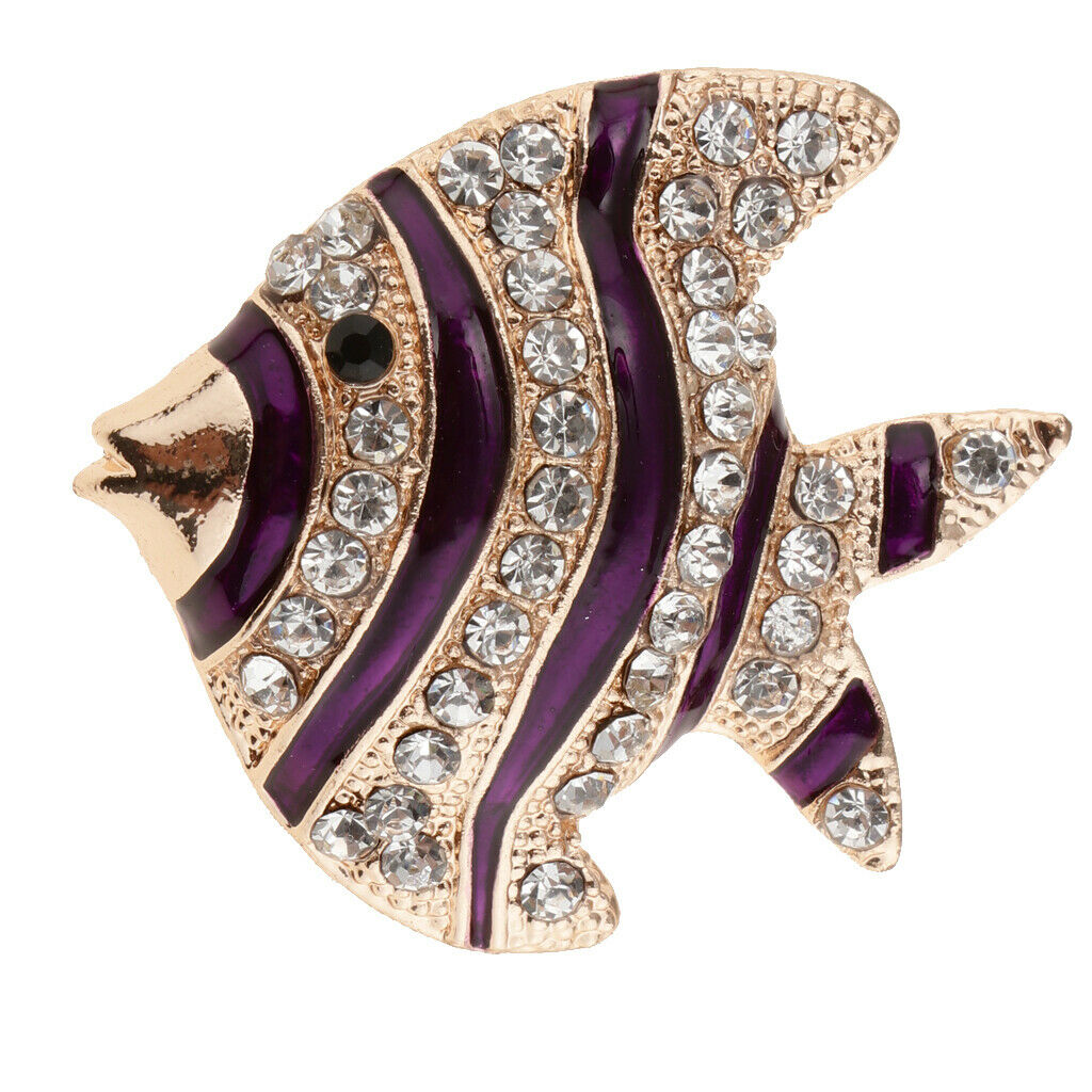 Fashion Crystal Animal Brooch Pin Rhinestone Personality Brestpin Strip Fish