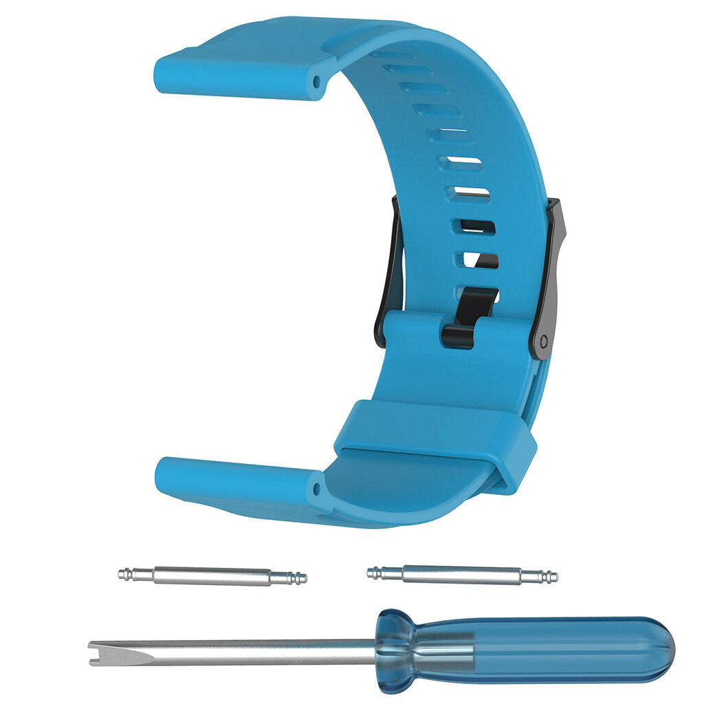 Silicone Accessories Wrist Band W/ Metal Buckle For Suunto  Blue
