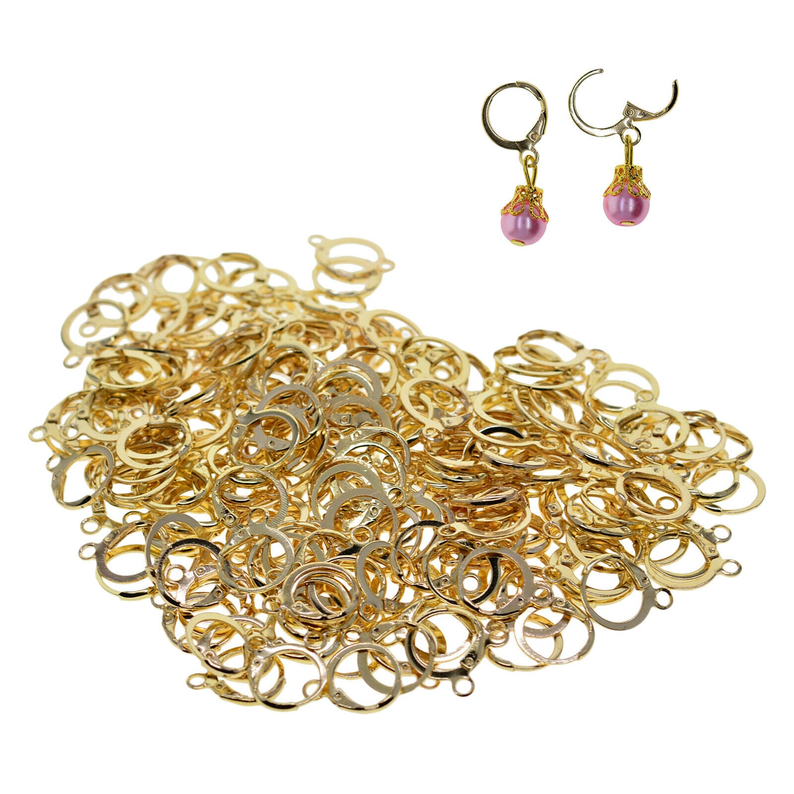 200Pcs Iron Lever Back Earring Hooks 12x15mm Girls Ladies Ear Wire Clip Charms