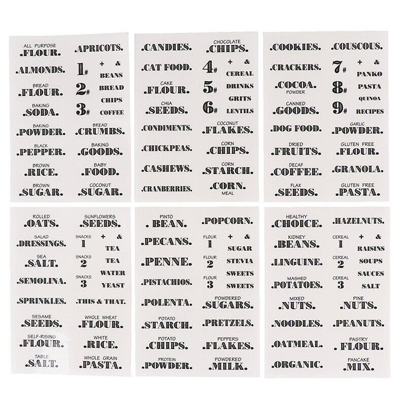 132PCS Kitchen Food Pantry Labels Preprinted Stickers Food Jar Label StickerFCA
