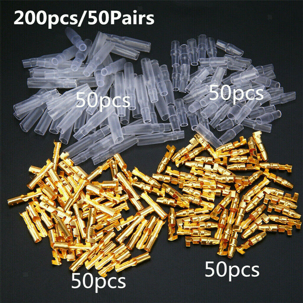 200 Pieces 4mm Motorcycle Bullet Male & Female Terminal Connector with