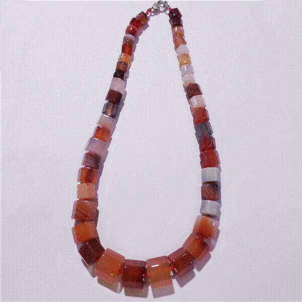 1 Strand Women Red Agate Hexagon Column Beads Handmade Necklace 42cm HH9270