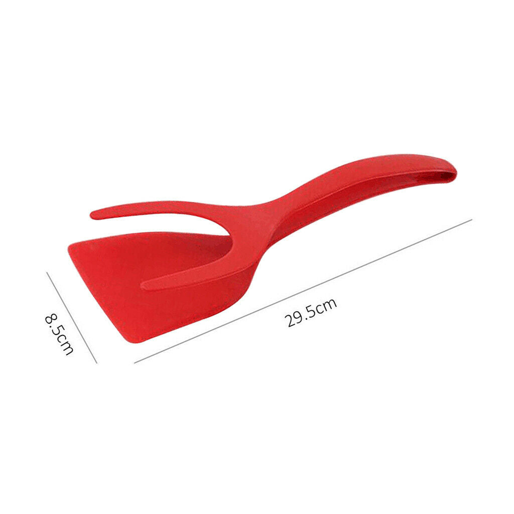 Grip Flip Egg Spatula Tongs Non-stick Fried Egg Tuner for French Toast Red