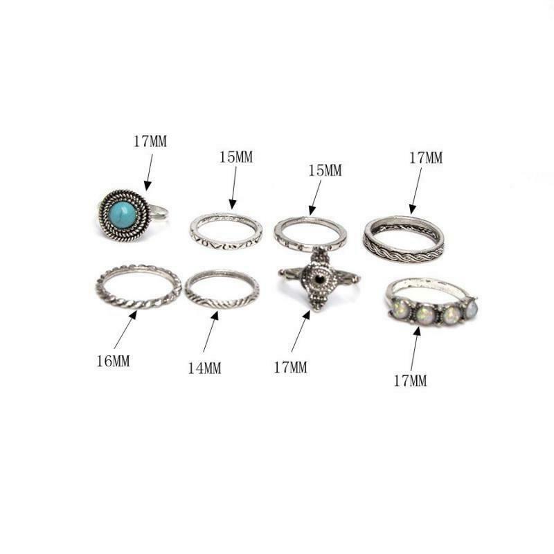 8 Pieces/ Set Retro Turquoise Finger  Knuckle Midi Finger  Jewelry