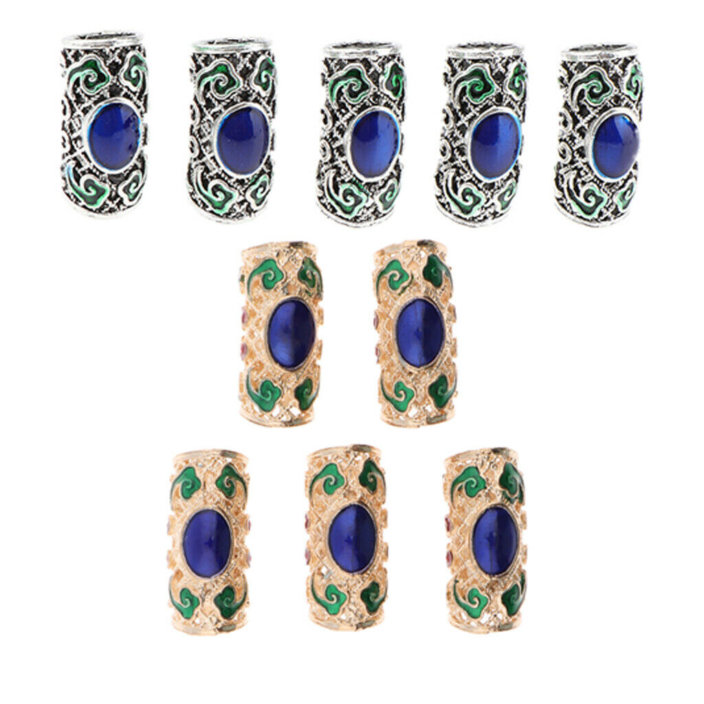 10pcs 7mm   Beads Retro Style Braids Rings Cuff Clips Tubes Jewelry