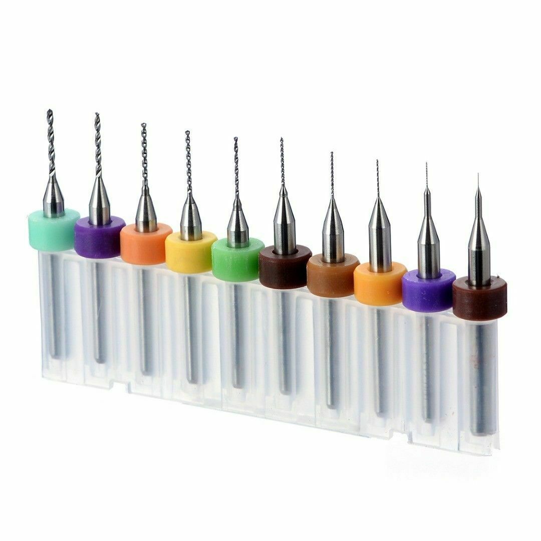 10Pc Micro Drill Bit Tool 0.1mm-1mm PCB  Print Engraving Mill Cutter