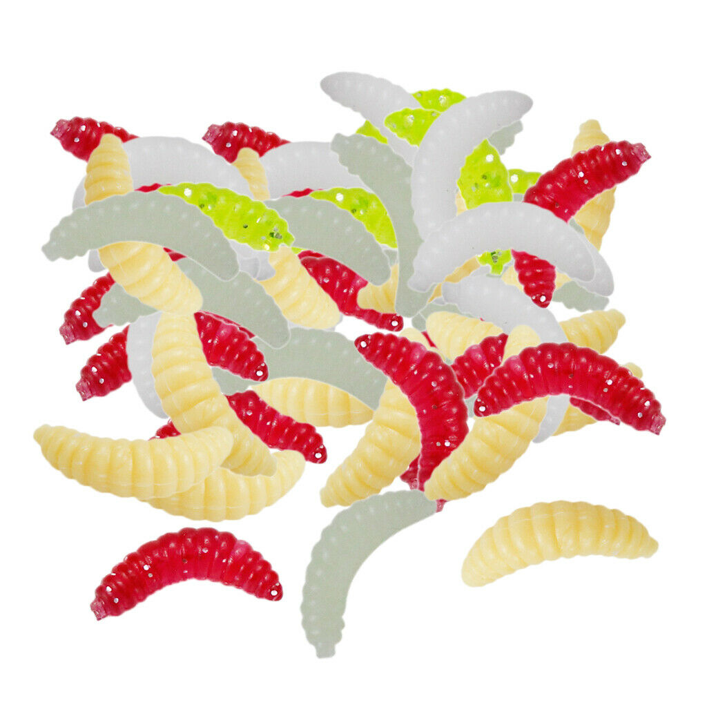 100 Pcs / Set Fishing Soft Maggot Worm Bread Bug Maggot Bait Mixed