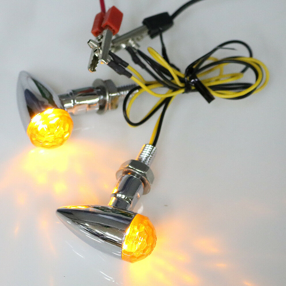 Chrome+Smoke Lens Mini Bullet Turn Signal Indicator Light For Cafe Racer Cruiser