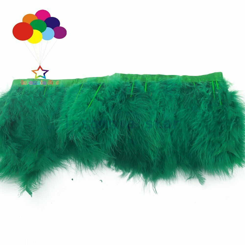 2M Dusty green Turkey Feather Fringe Trims Fluffy Turkey Ribbon Decoration 6-7in