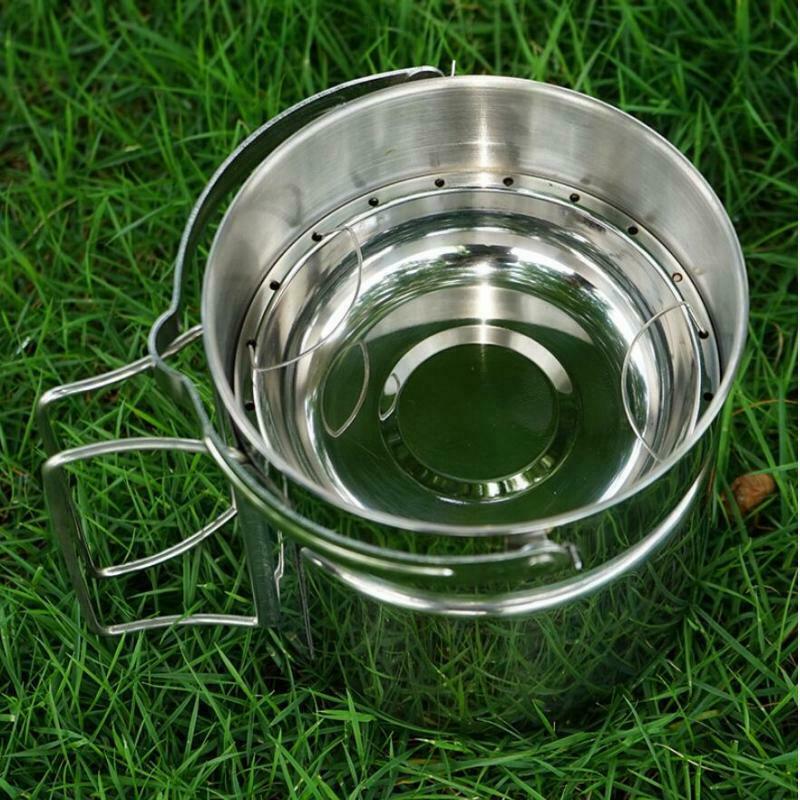 Stainless Steel Outdoor Cooking Camping Cookware Hanging Pan Pot 14x12cm