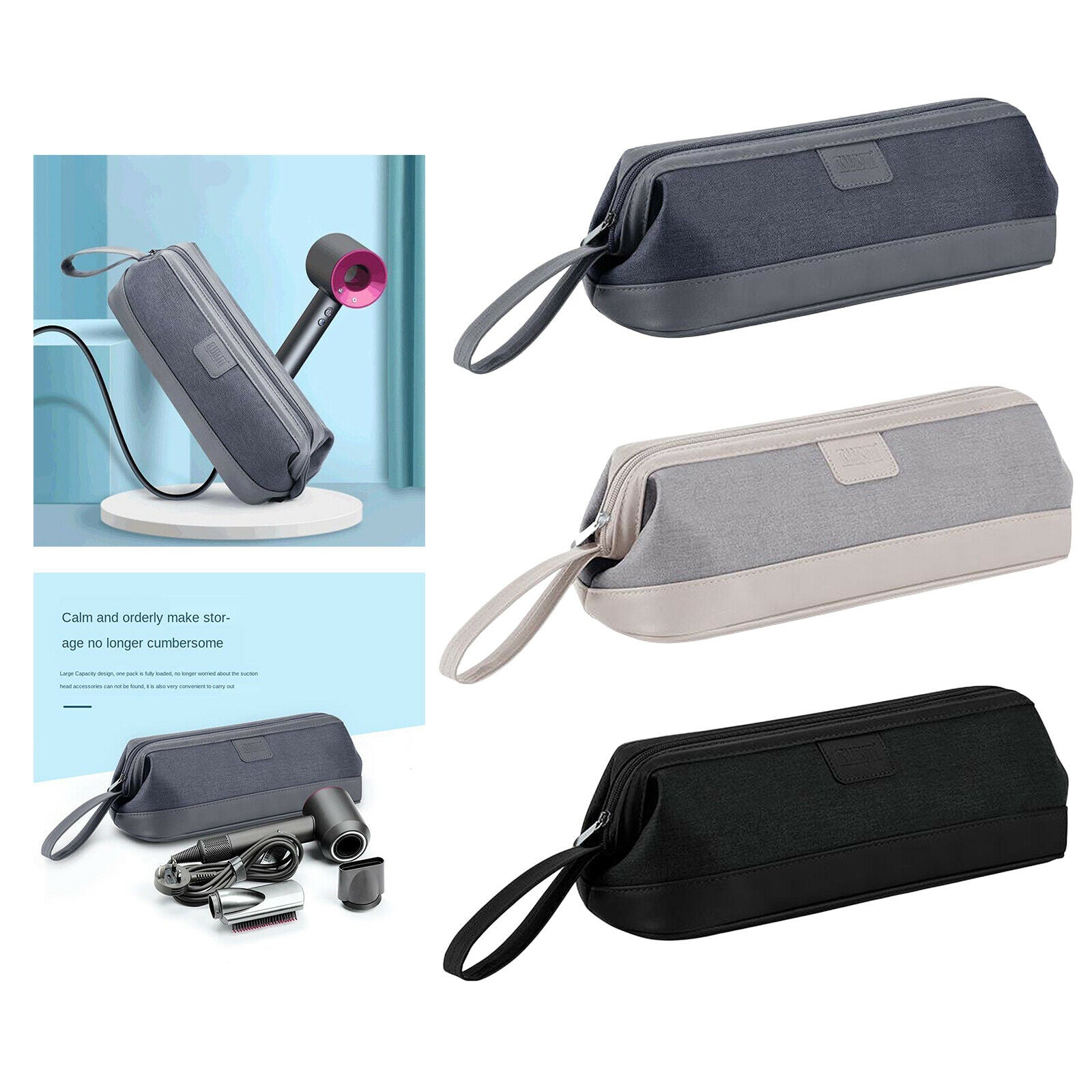 3pcs Dustproof Hair Dryer Storage Carrying Large Capacity for Dyson