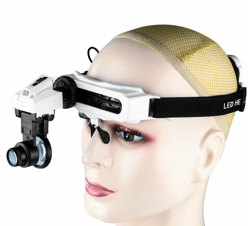 LED Headband Magnifying Glass Head Visor Eye Loupe Watch Clock Repair Magnifier