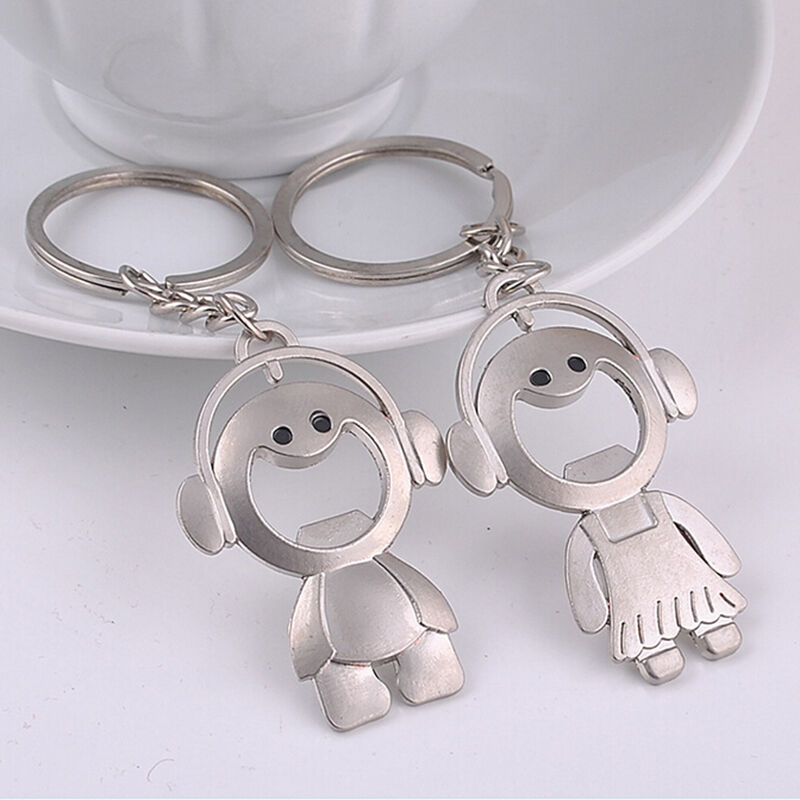 Cute Couples Keyring Set Lovers Bottle Opener Key Chain Ring Keychain Gift zc Tt
