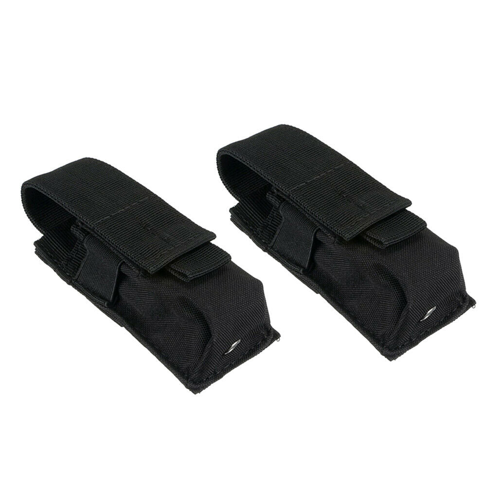 2 Pieces Waterproof Nylon Black Flashlight Molle Pouch Hunting Bag Travel