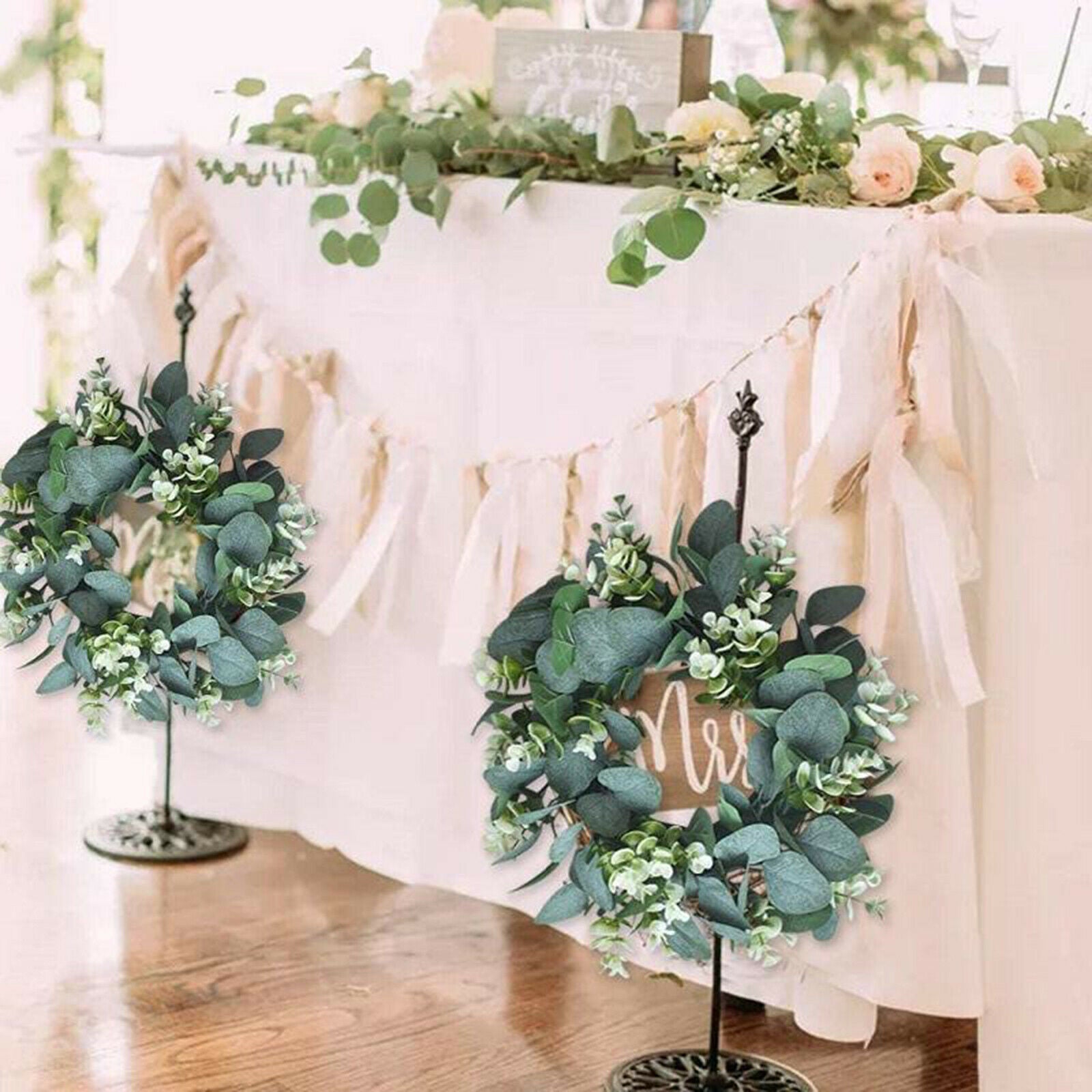 2pcs Artificial Eucalyptus Wreath Outdoor Front Door Garland Christmas Decor