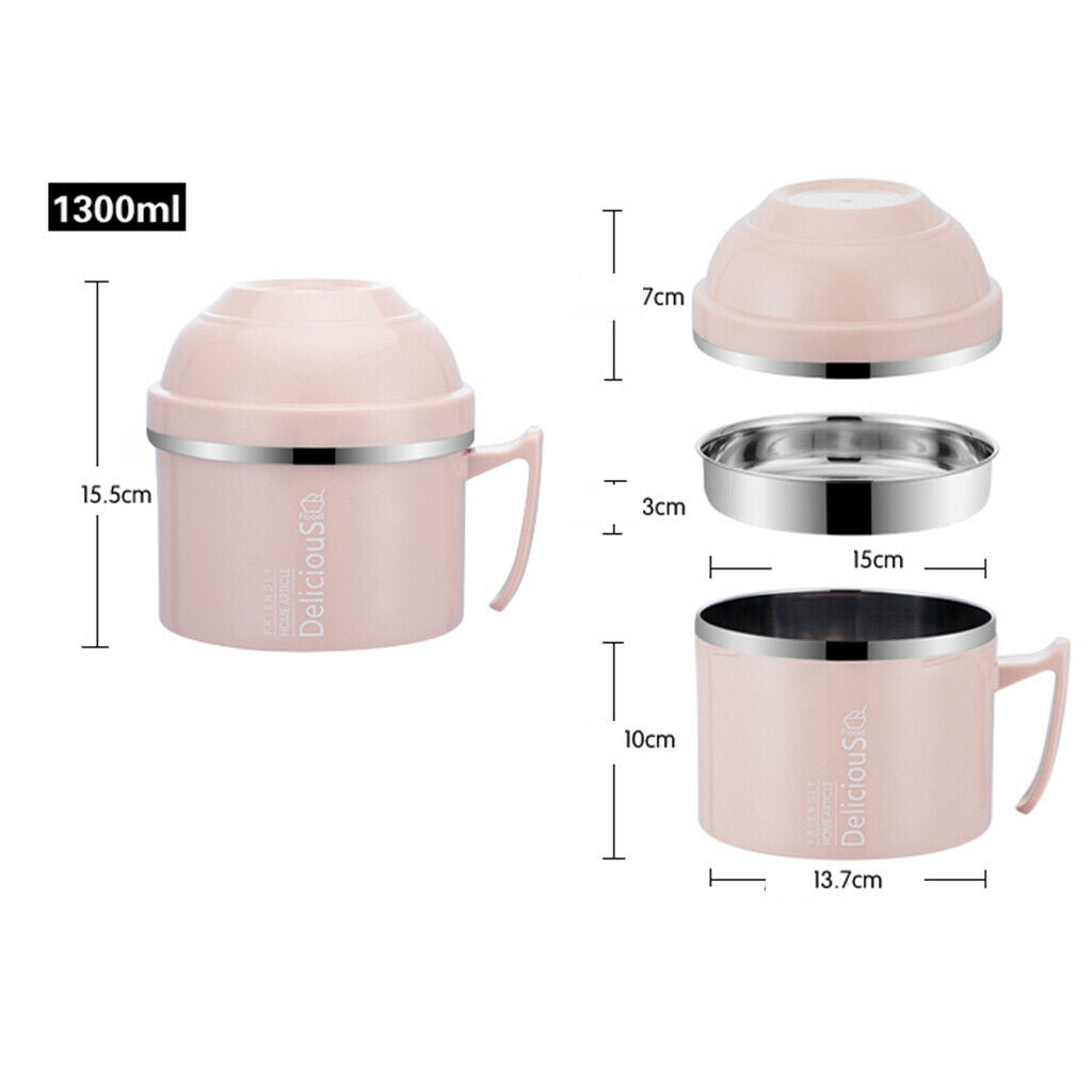 Stainless Steel 3 tier thermal bento Lunch Box Snack Cup With Soup Bowl Pink