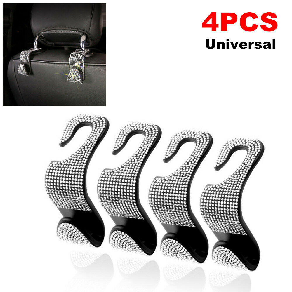 4Pc Car SUV Interior Bling Seat Back Storage Handbag Hook Headrest Hanger Holder