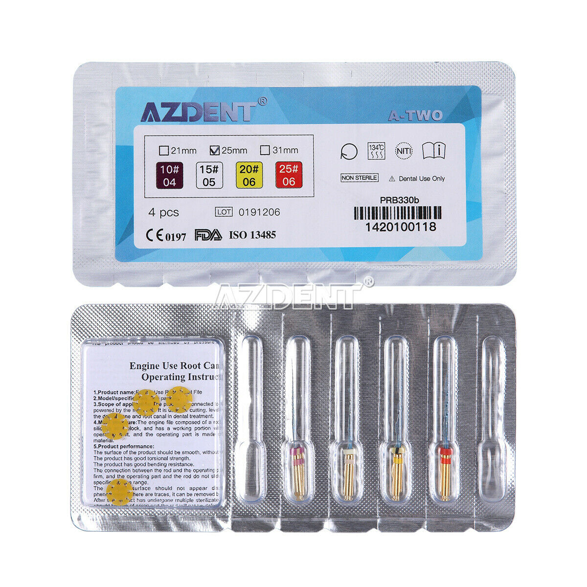 50 Kits Dental 25mm Engine Use NiTi Rotary File Endo Root Canal Files S Cross