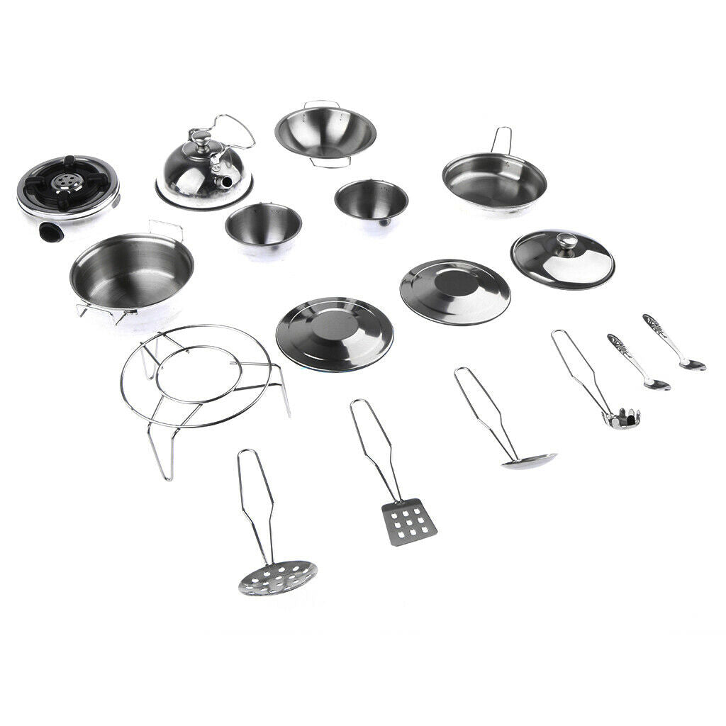 Mini Kids Kitchen Cookware Playset Pots Preschool Children Dolllhouse Toys F