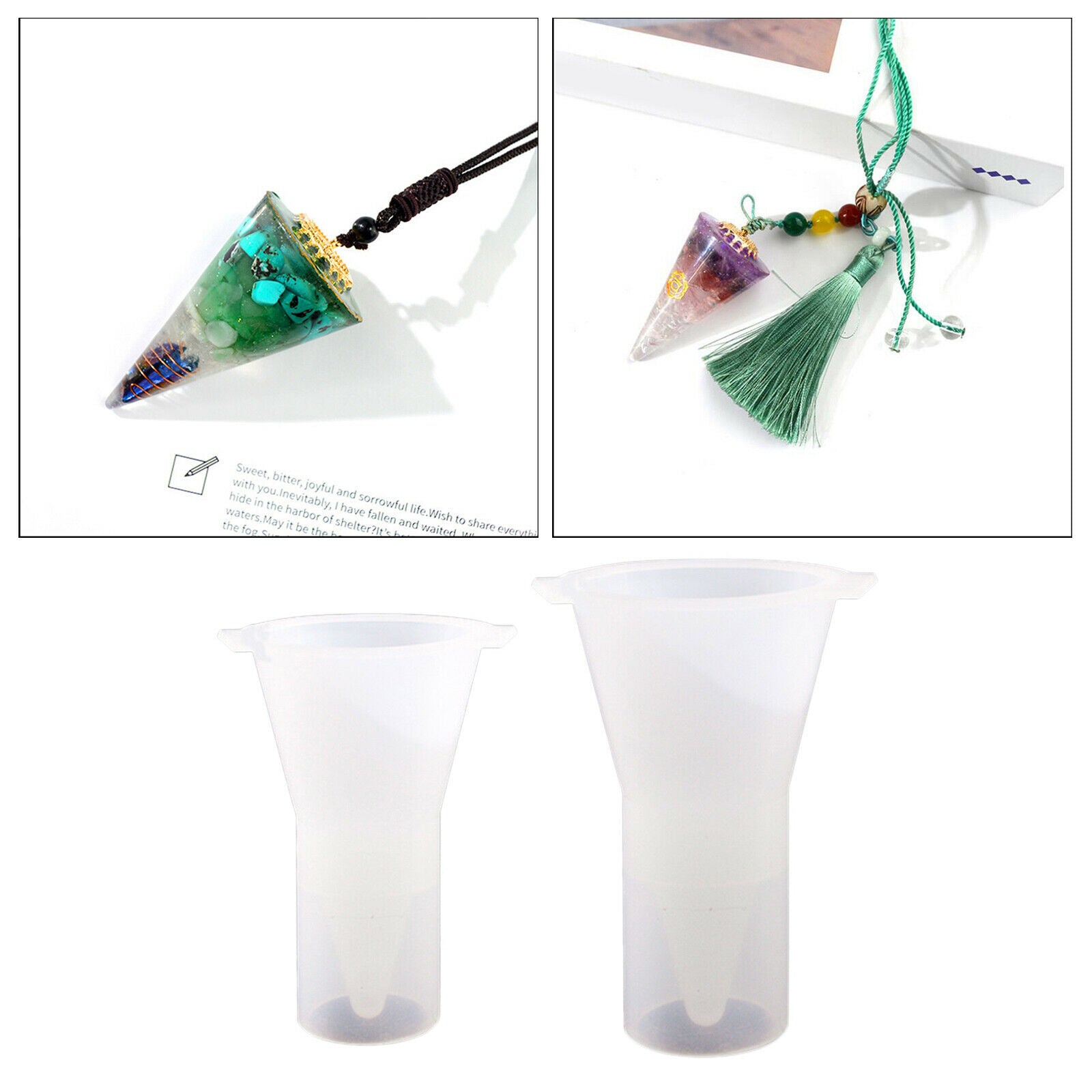 2x Ring Holder Mold Clear Pyramid Cone Shape Mould Craft Ornament Molds
