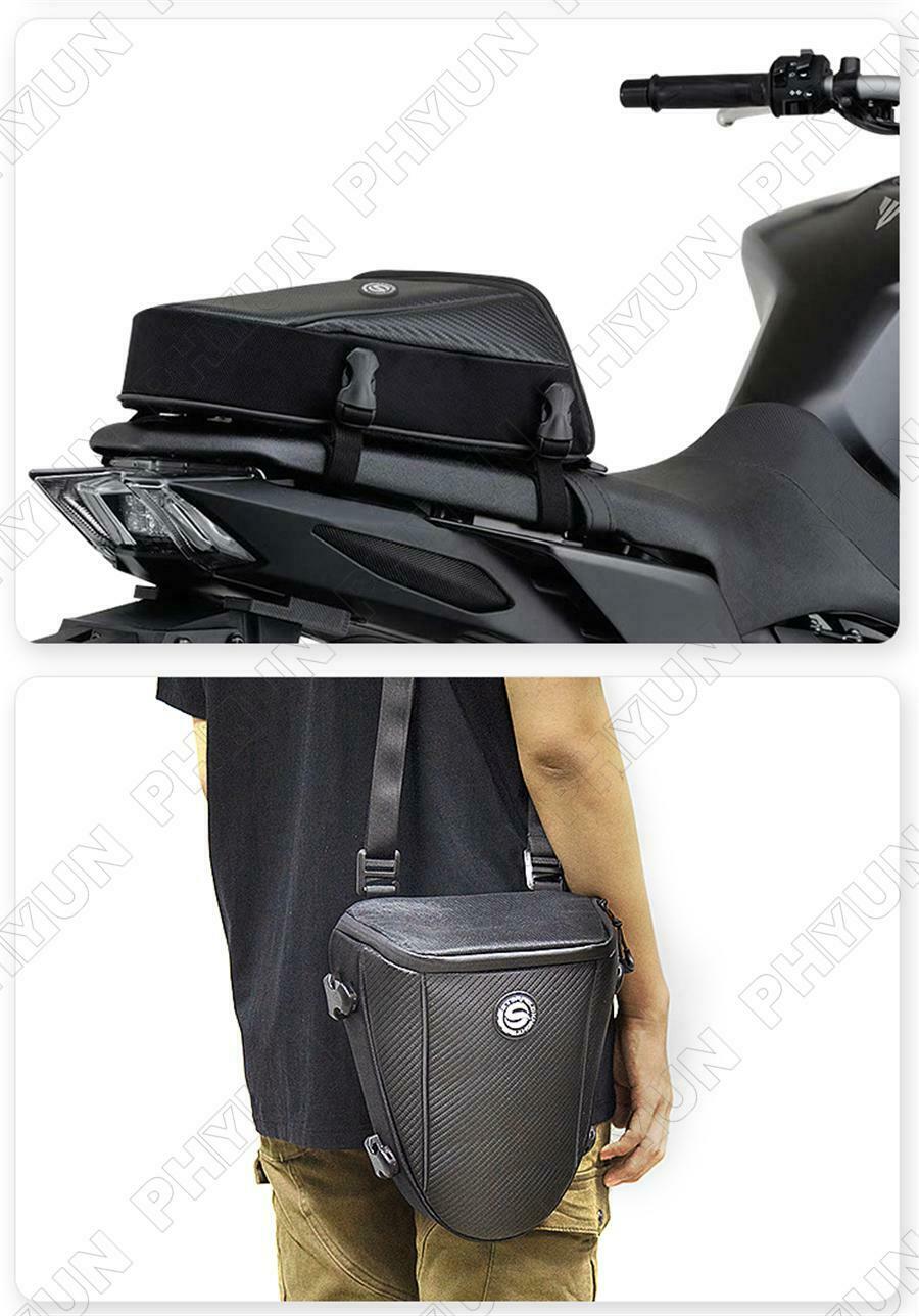 Black Motorcycle Tail Bag Back Seat Bag Shoulder Backpack Touring Bag Waterproof