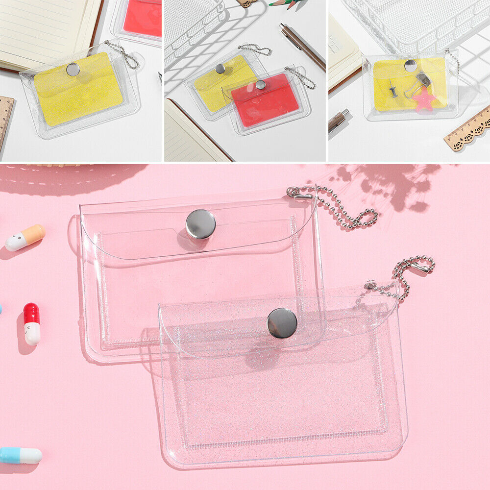 2Pcs Women Girls Bling Transparent PVC Coin Purse Card Pouch Card Bag Wallet
