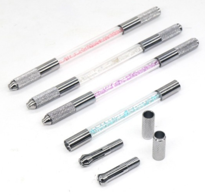 1P Double Crystal Acrylic Manual Tattoo Pen Permanent Microblading Eyebrow Tools
